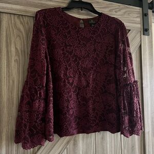 Worthington Burgundy Lace Blouse